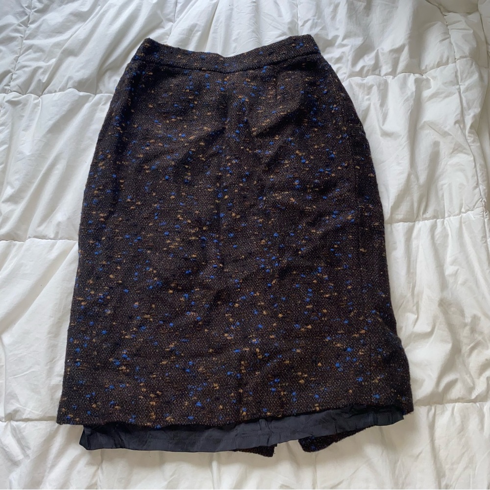 Louis Feraud Brown and Blue Midi Skirt